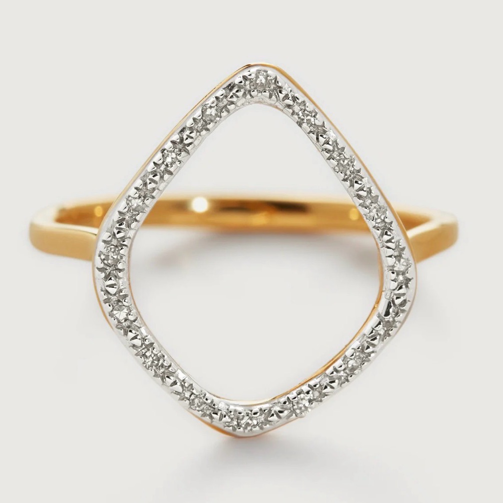 Monica Vinader Riva Kite Diamond Ring In Yellow Gold